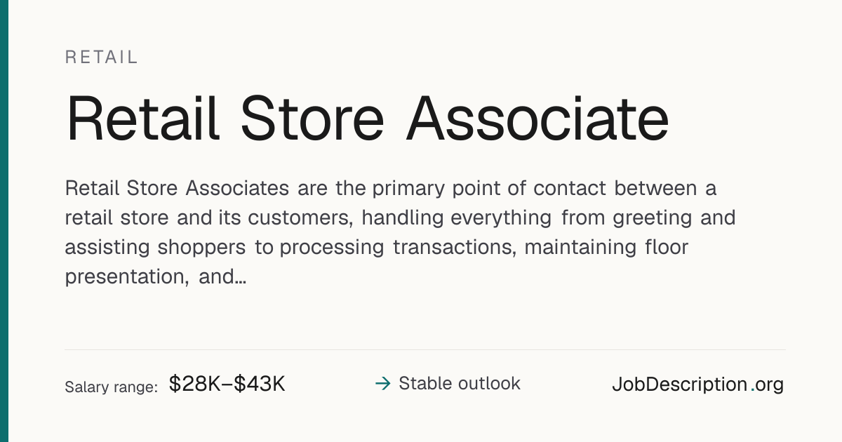 Retail Store Associate Job Description, Salary & Career Outlook ...