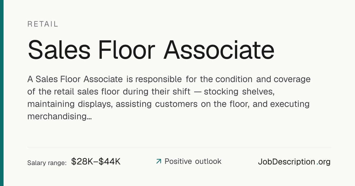 Sales Floor Associate Job Description, Salary & Career Outlook ...