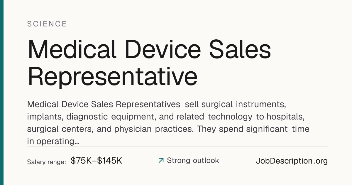 Medical Device Sales Representative Job Description, Salary & Career ...