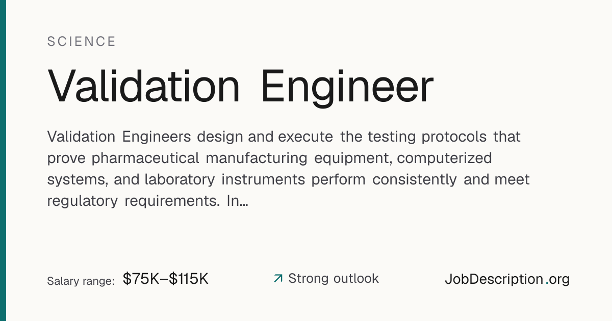 Validation Engineer Job Description, Salary & Career Outlook ...