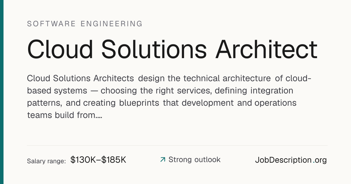 Cloud Solutions Architect Job Description, Salary & Career Outlook ...