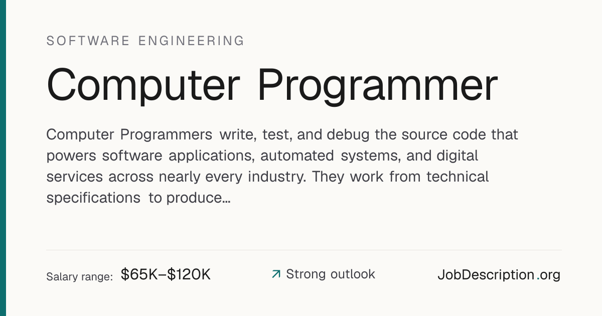 Computer Programmer Job Description, Salary & Career Outlook ...
