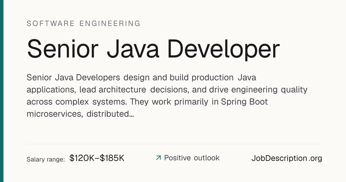 Senior Java Developer Job Description, Salary & Career Outlook ...