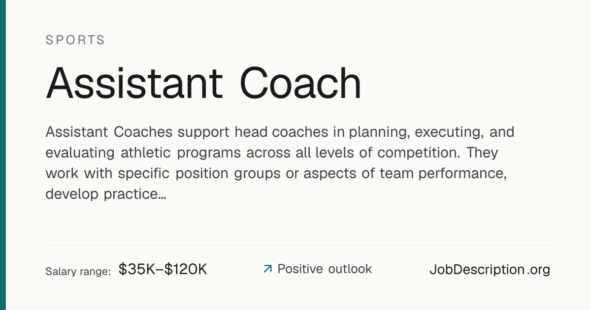 Assistant Coach Job Description, Salary & Career Outlook ...
