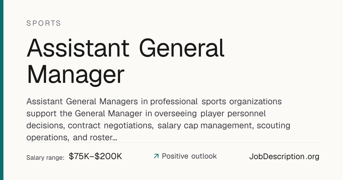 Assistant General Manager Job Description, Salary & Career Outlook ...