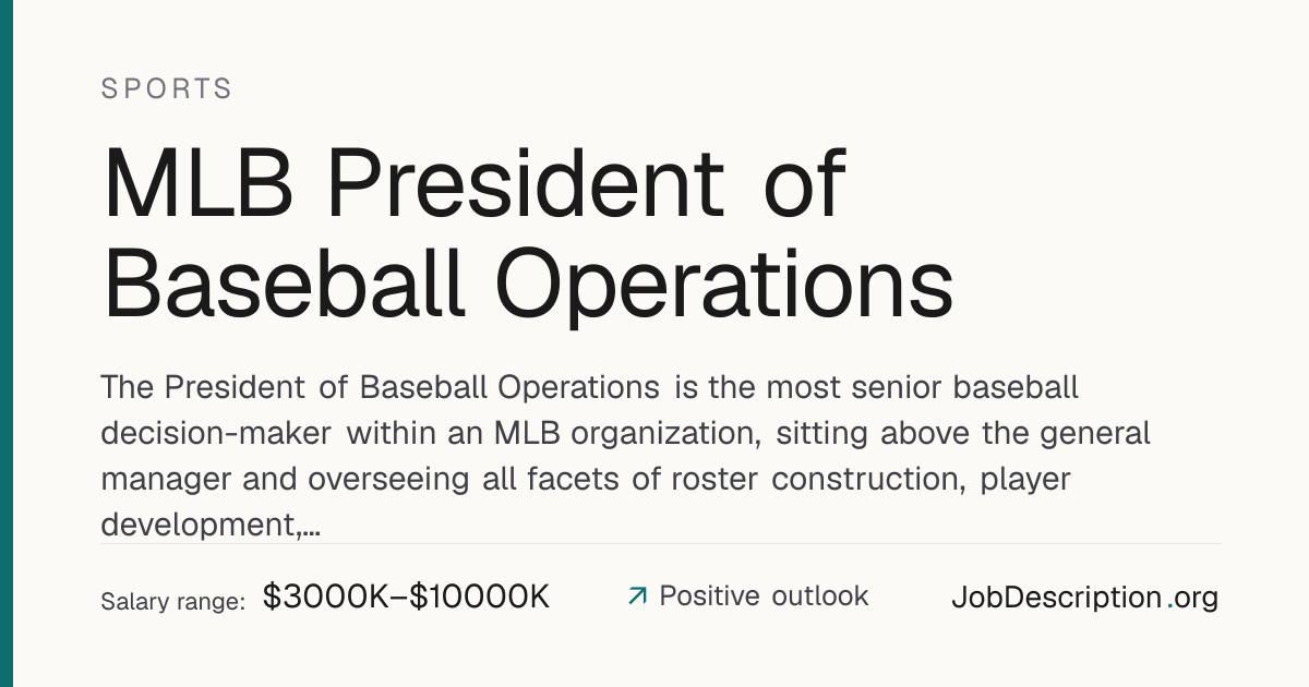 MLB President of Baseball Operations Job Description, Salary & Career ...