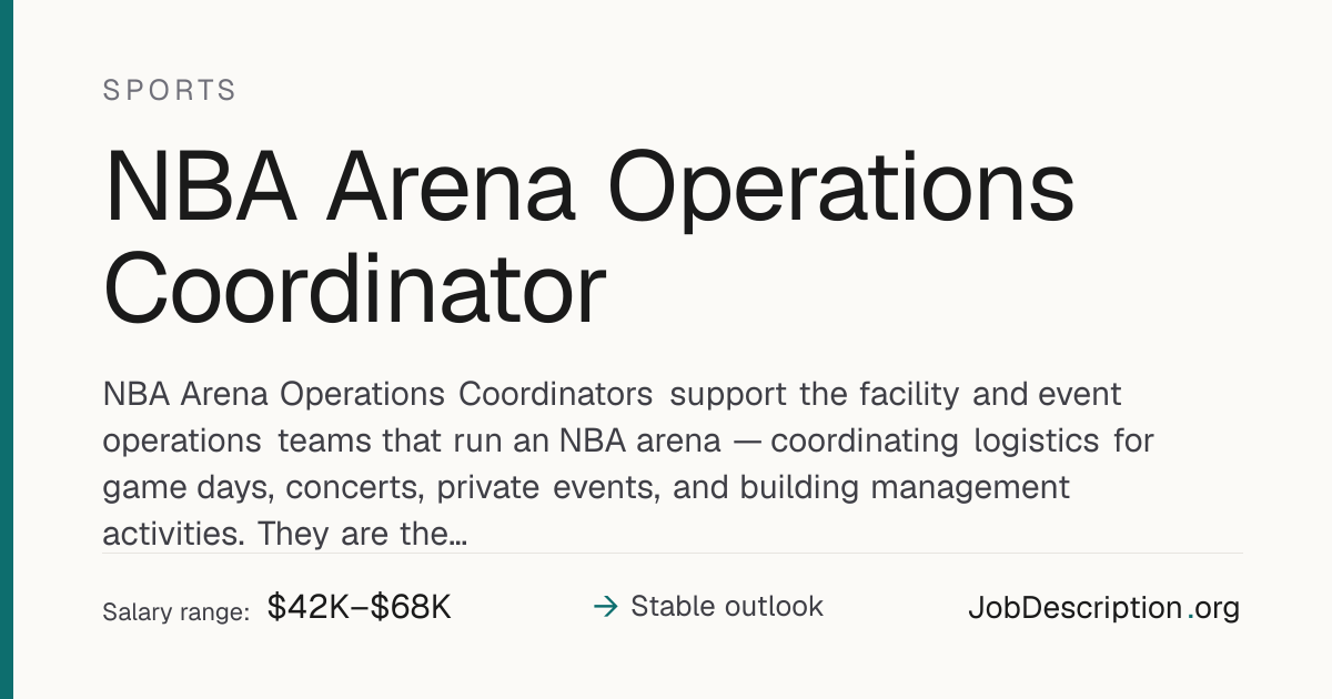 NBA Arena Operations Coordinator Job Description, Salary & Career ...