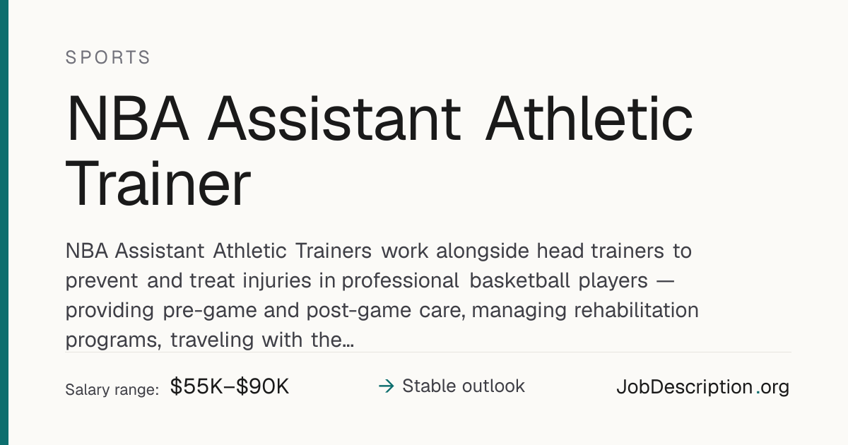 NBA Assistant Athletic Trainer Job Description, Salary & Career Outlook ...