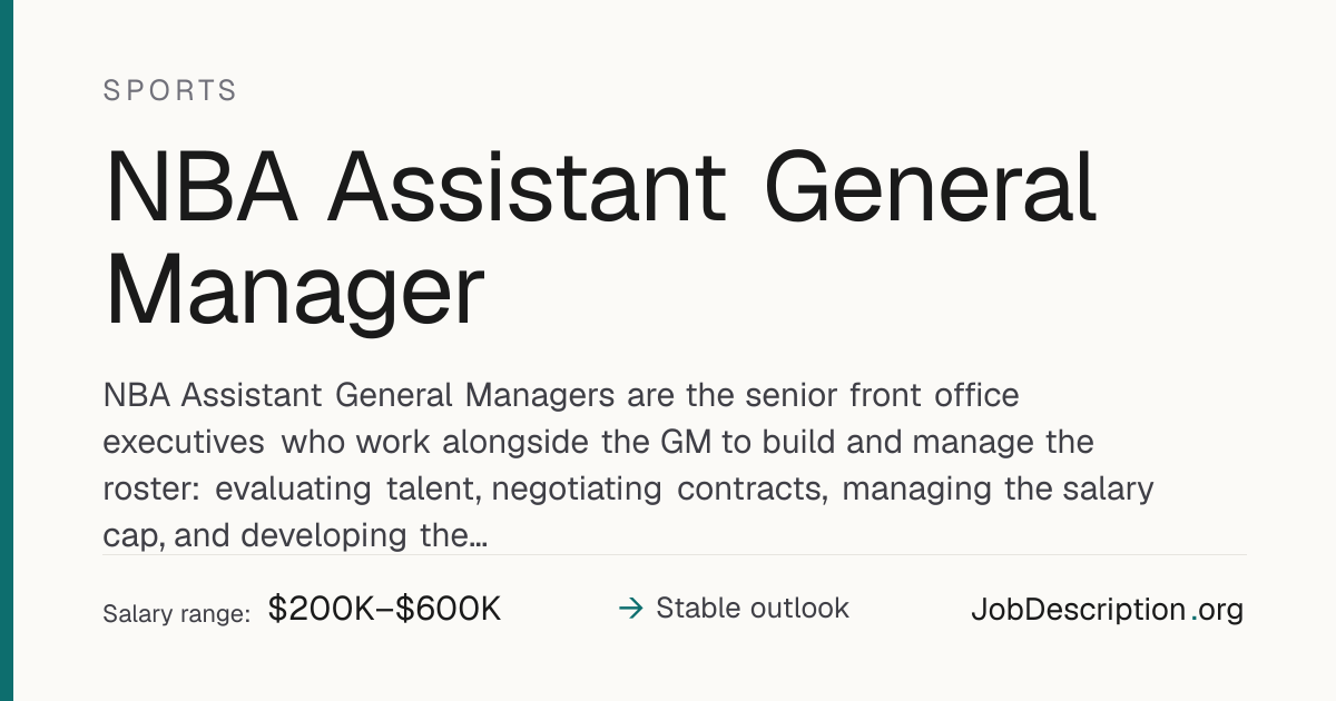 NBA Assistant General Manager Job Description, Salary & Career Outlook ...