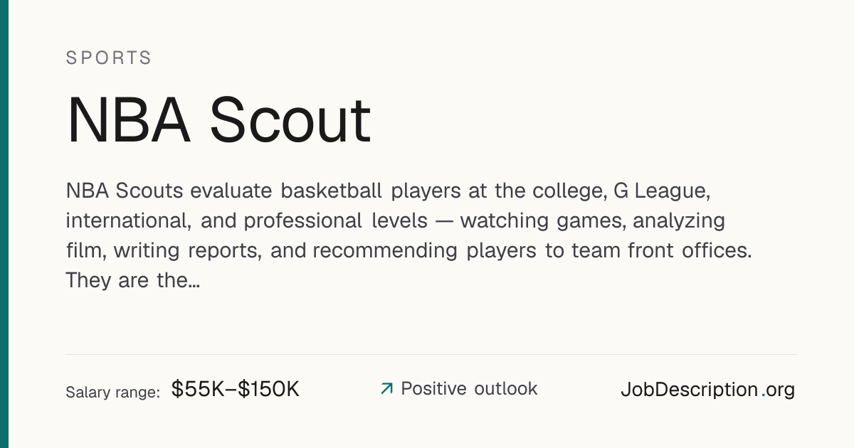 NBA Scout Job Description, Salary & Career Outlook | JobDescription.org