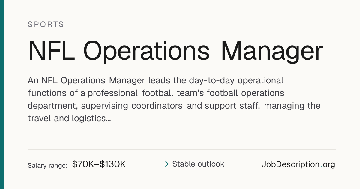 NFL Operations Manager Job Description, Salary & Career Outlook ...