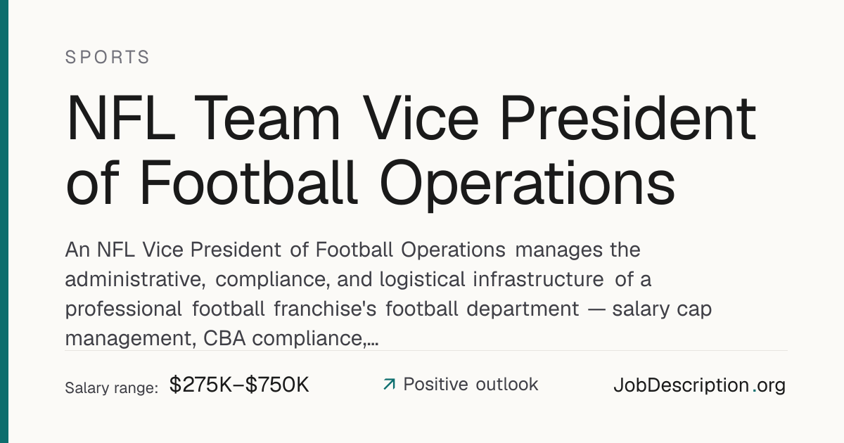 NFL Team Vice President of Football Operations Job Description, Salary ...
