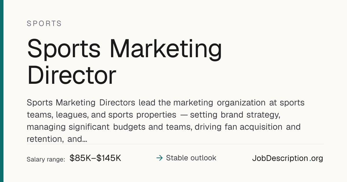 Sports Marketing Director Job Description, Salary & Career Outlook ...