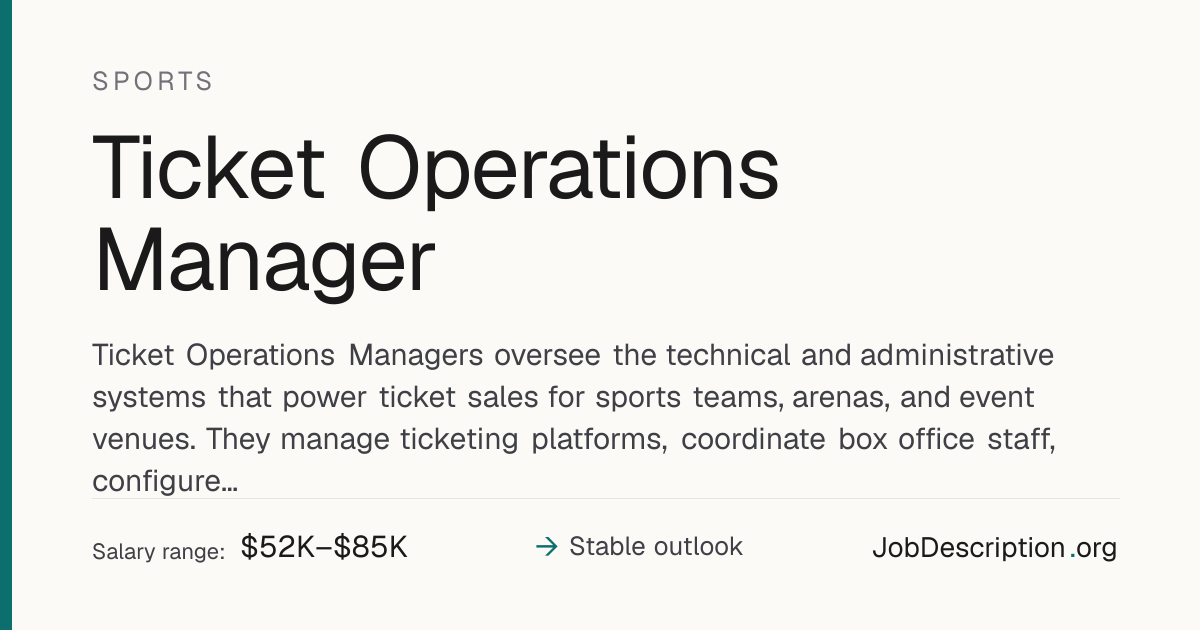 Ticket Operations Manager Job Description, Salary & Career Outlook ...