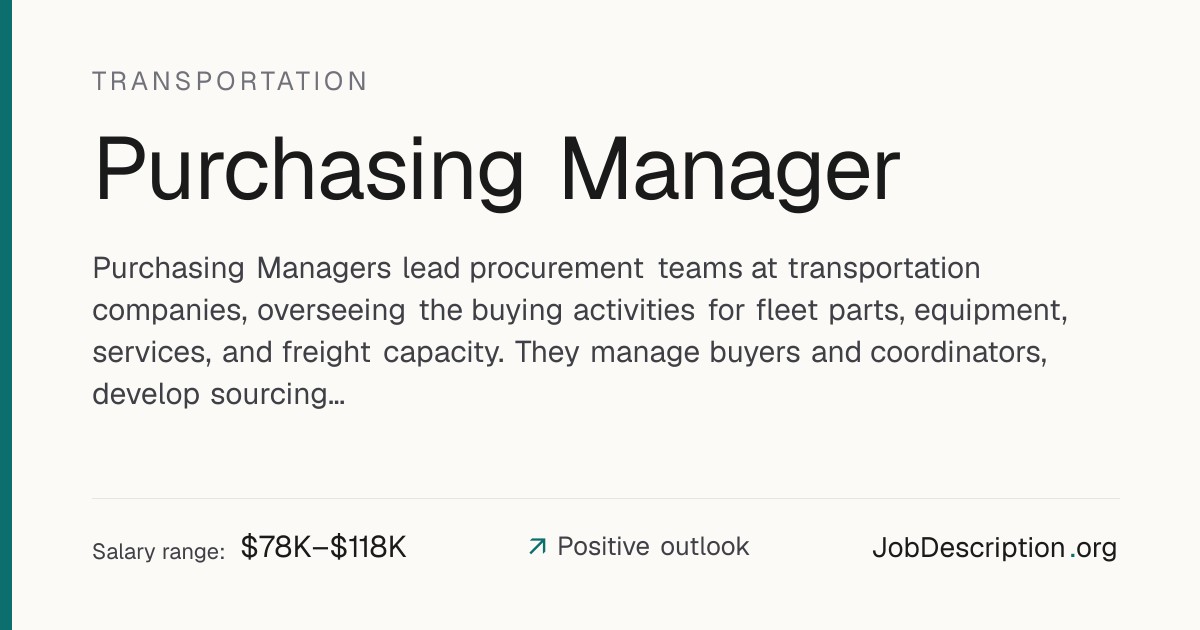 Purchasing Manager Job Description, Salary & Career Outlook ...